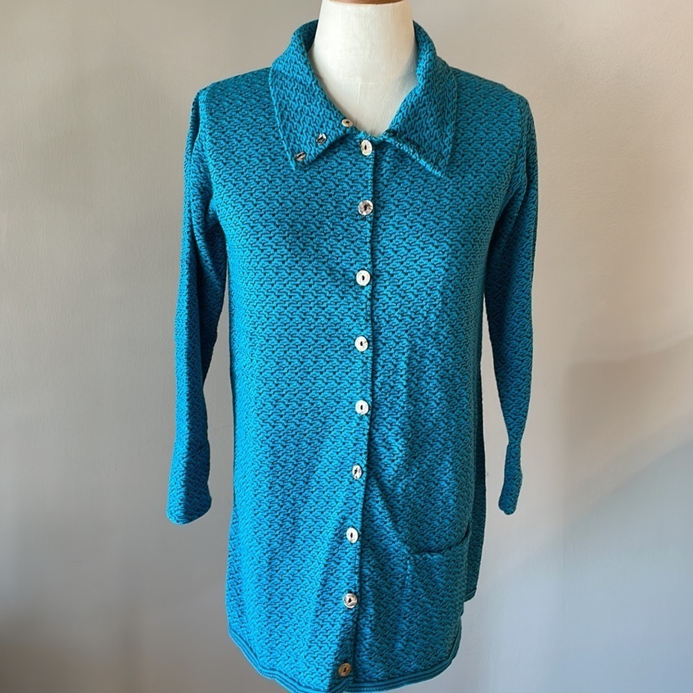 MARGARET WINTERS VTG cotton sweater knit button up cardigan jacket blazer XS
